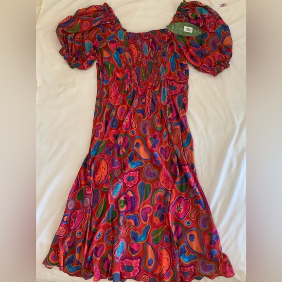 NWT FARM Rio Red Lisa Midi Dress - Fun Shapes Print - Size XL - Picture 3 of 11